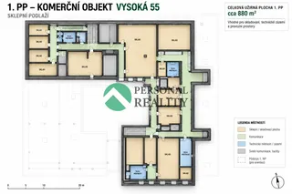 Půdorys komerčního suterénu 1. PP