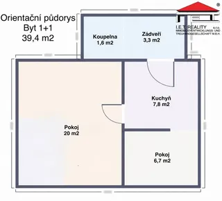 Orientační půdorys bytu 1+1