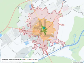 Dosažitelná vzdálenost: chůze