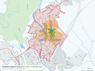 Dosažitelná vzdálenost: chůze