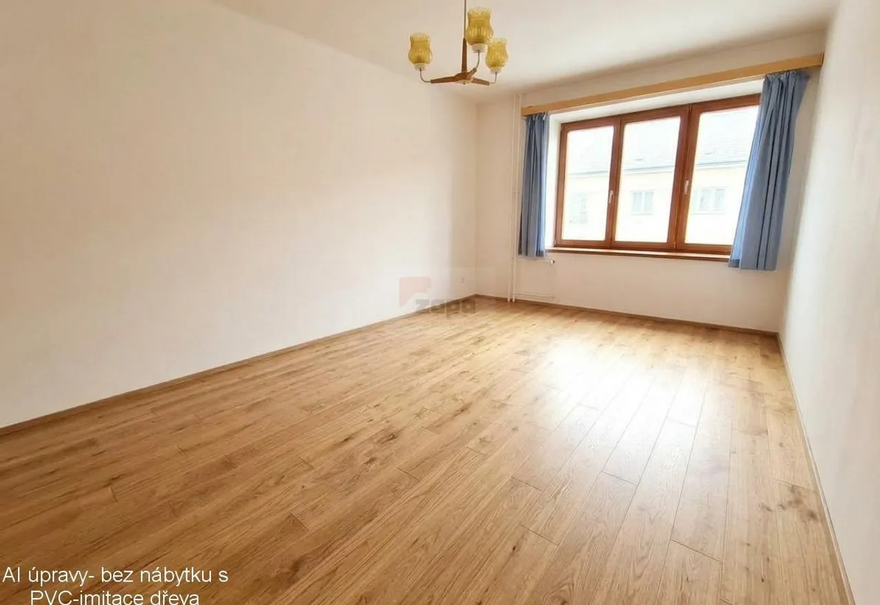 obývák AI  bez nábytku+ text AI